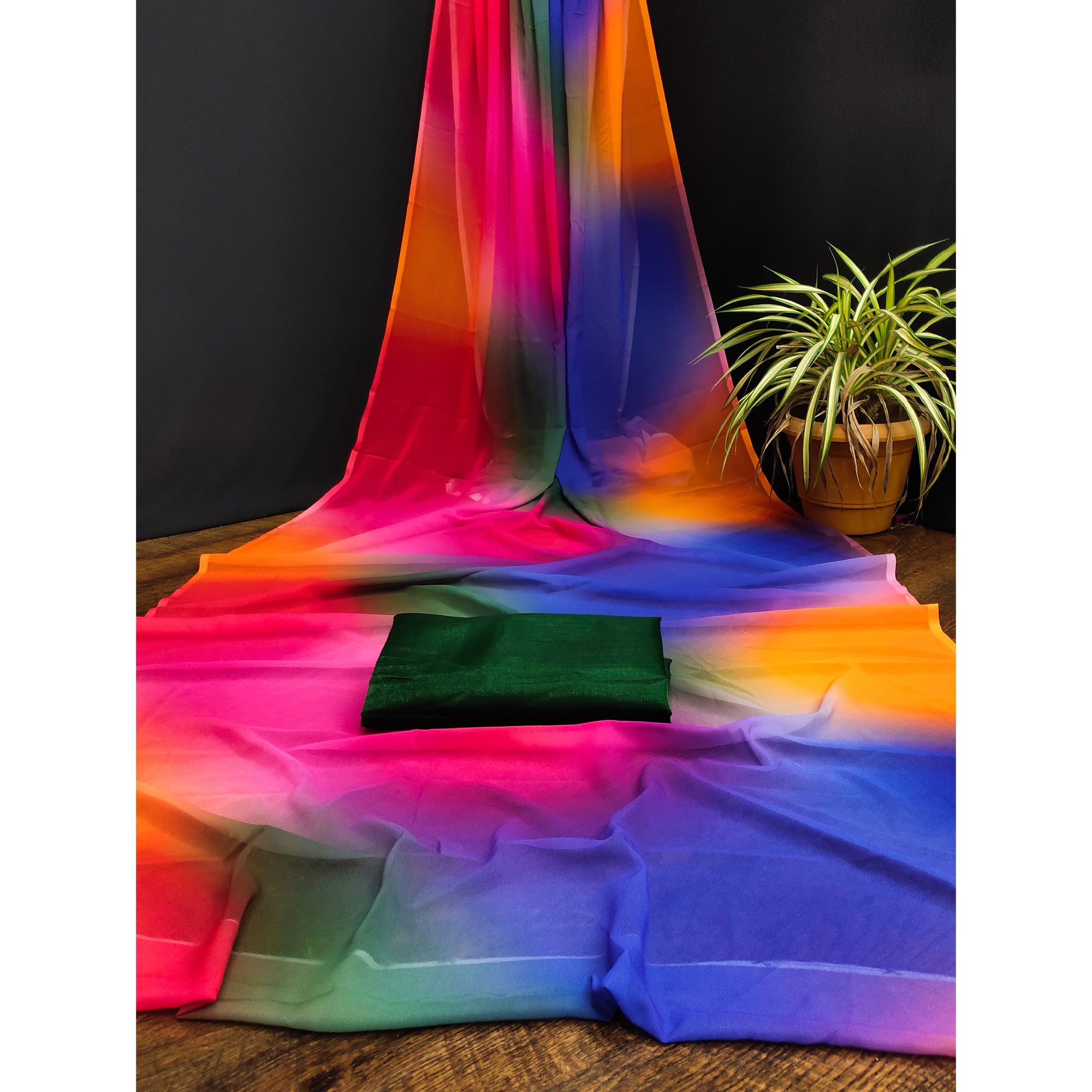 Multicolored Digital Printed Georgette Saree