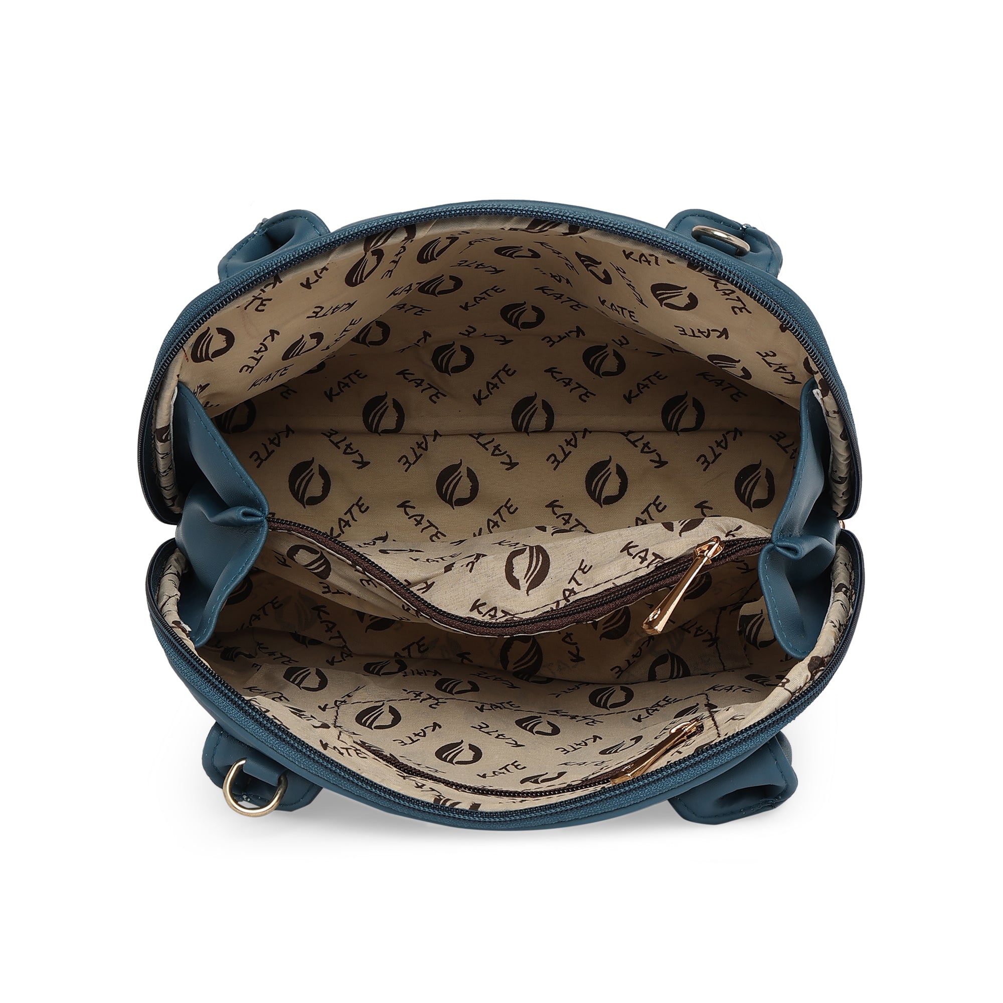 Teal Blue Women Vegan Leather Handbag With Belt