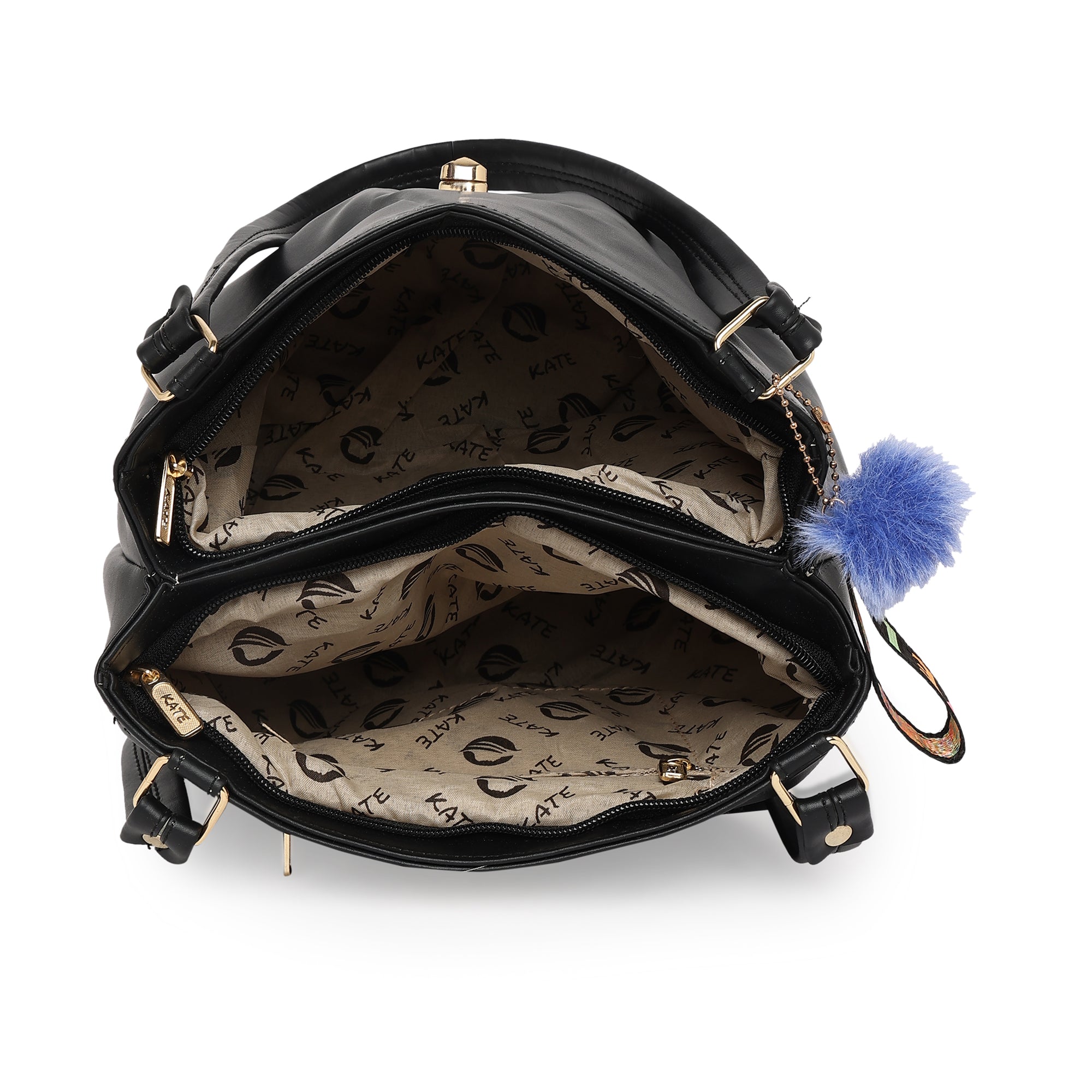 Black Women Vegan Leather Handbag With Belt