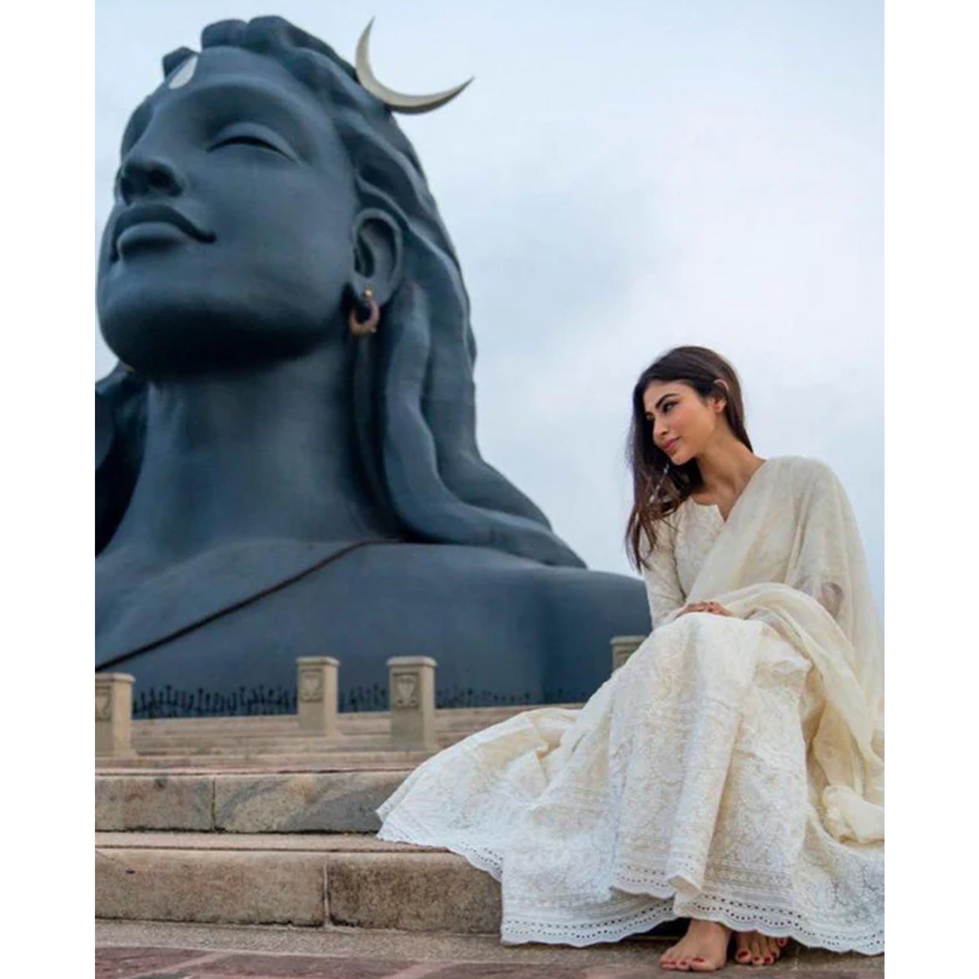 Off White Lucknowi Chikankari With Embroidery Pure Cotton Gown