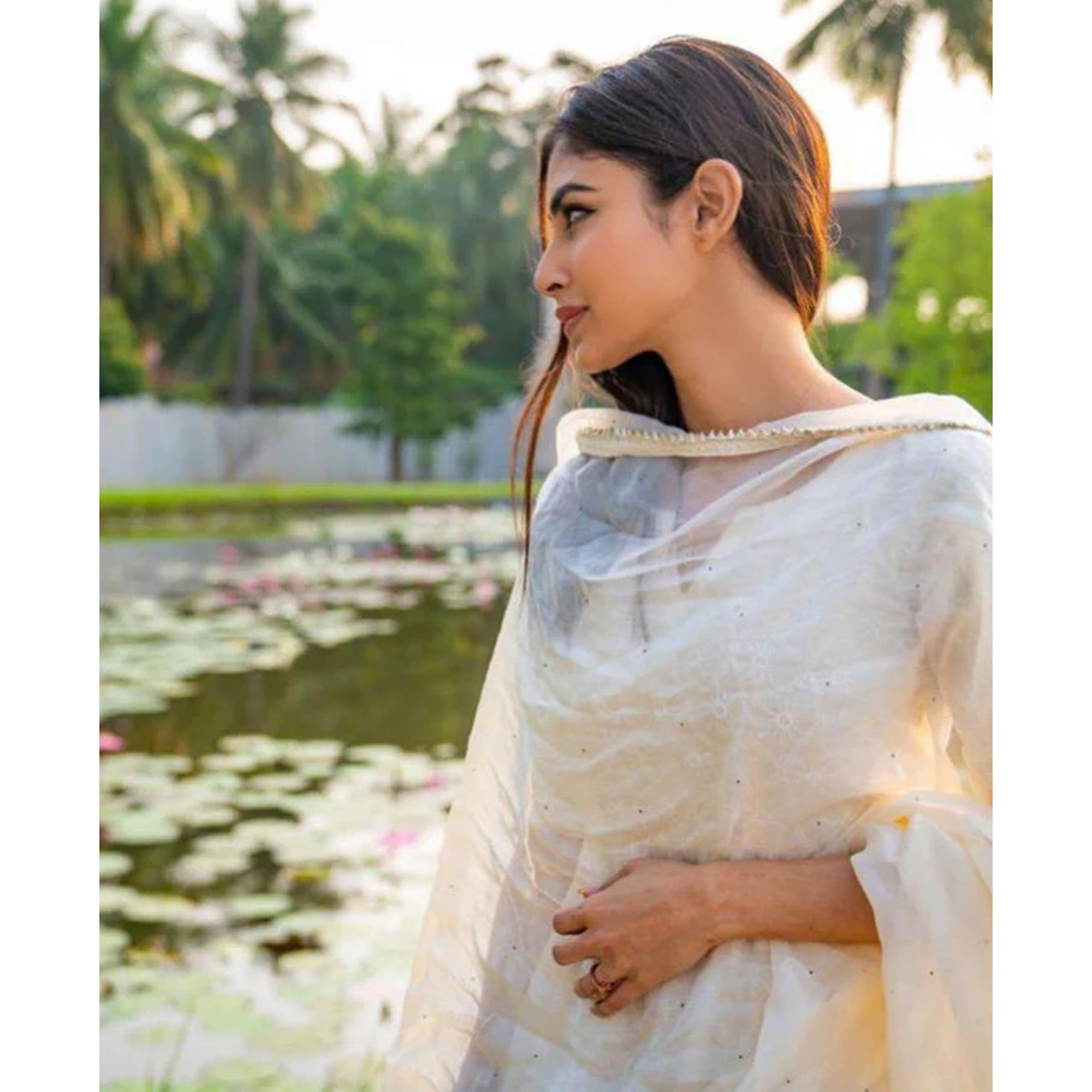 Off White Lucknowi Chikankari With Embroidery Pure Cotton Gown