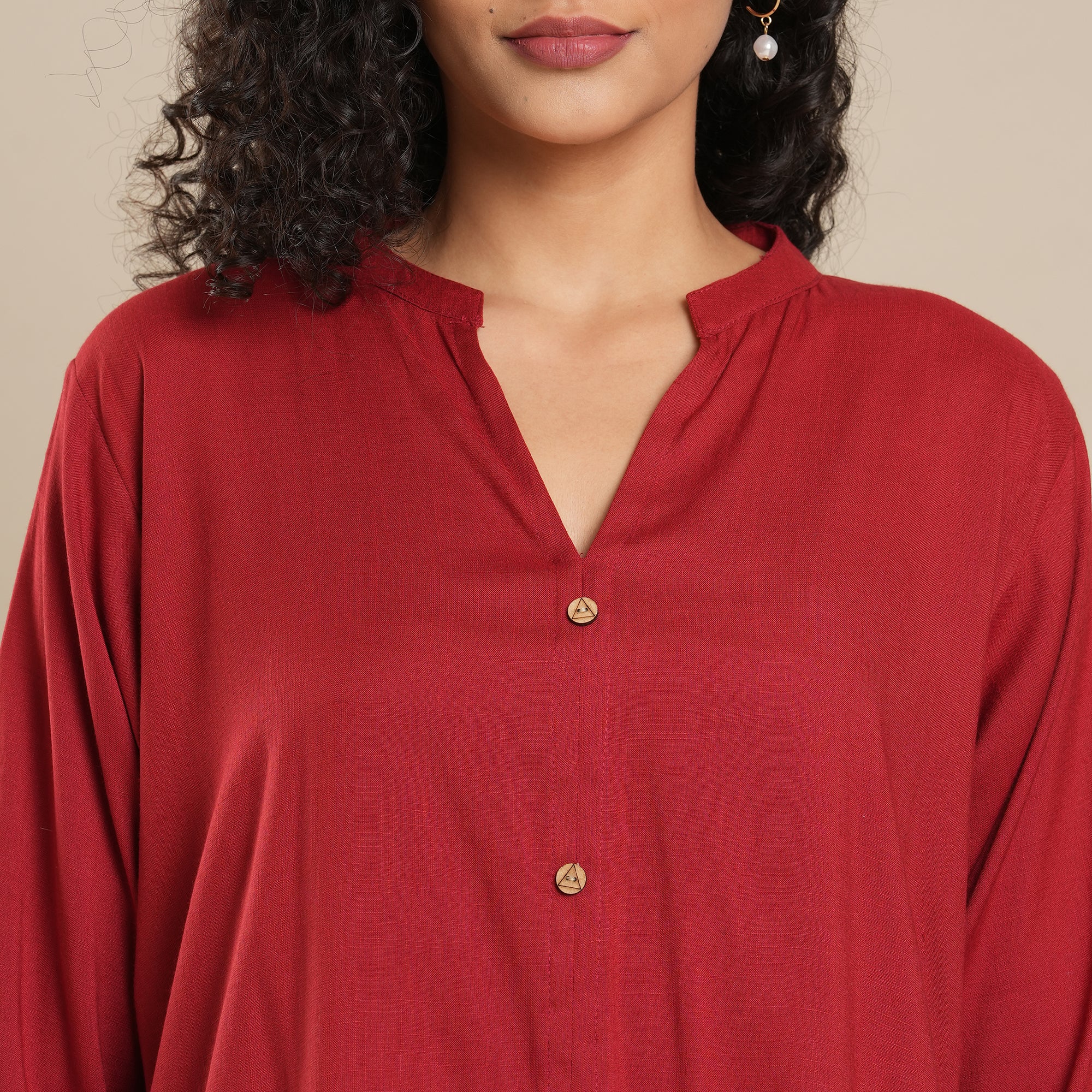 Red Solid Pure Cotton Top