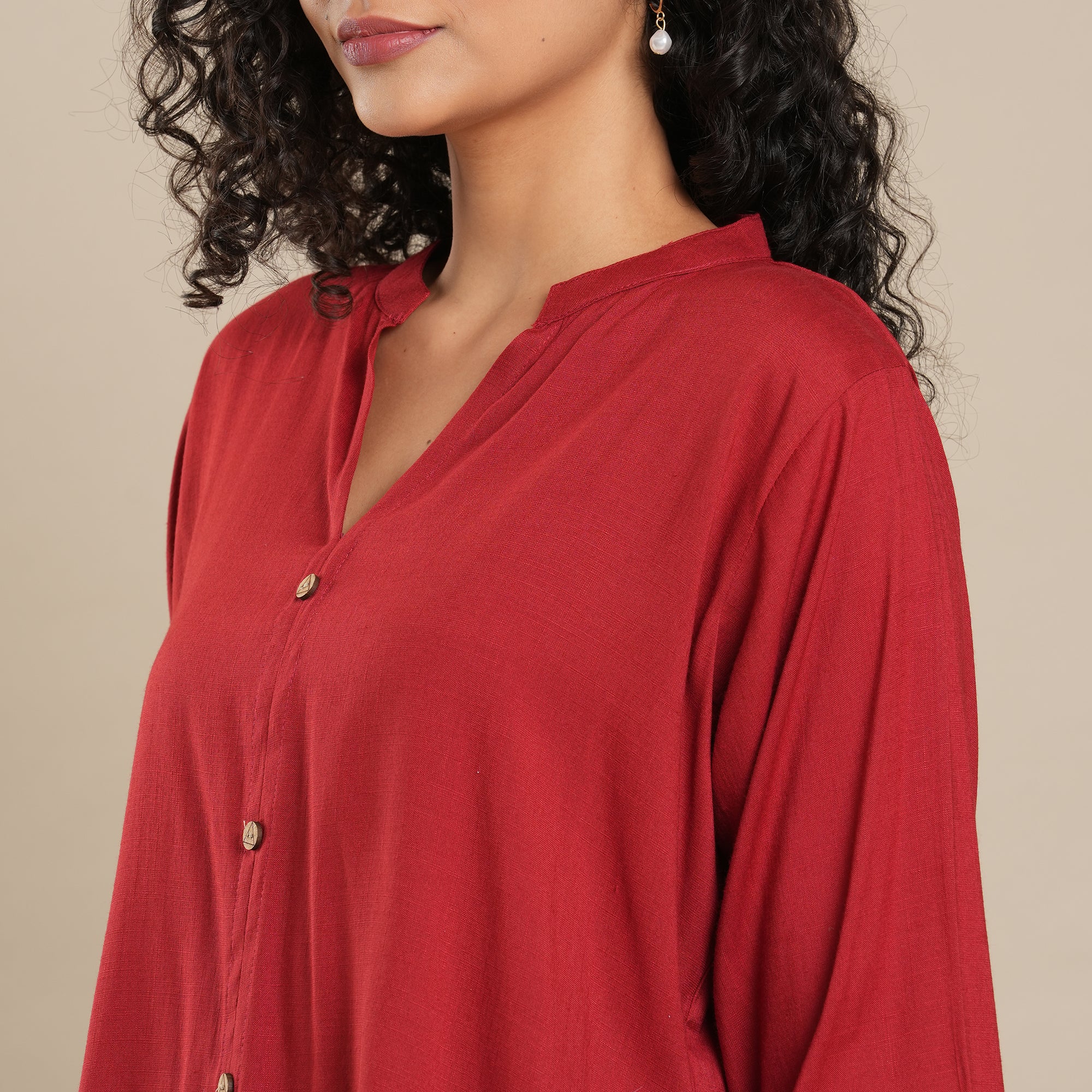 Red Solid Pure Cotton Top