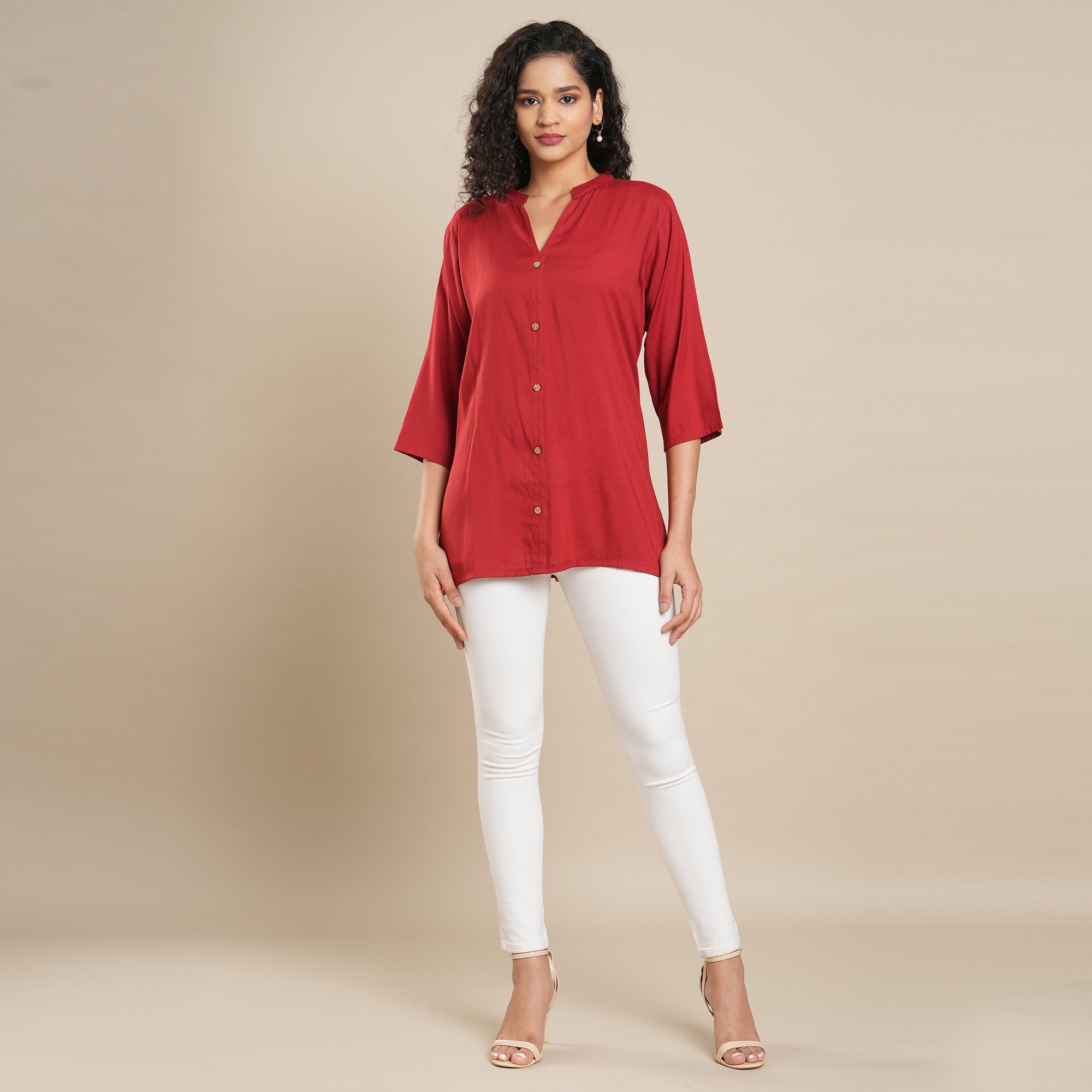 Red Solid Pure Cotton Top