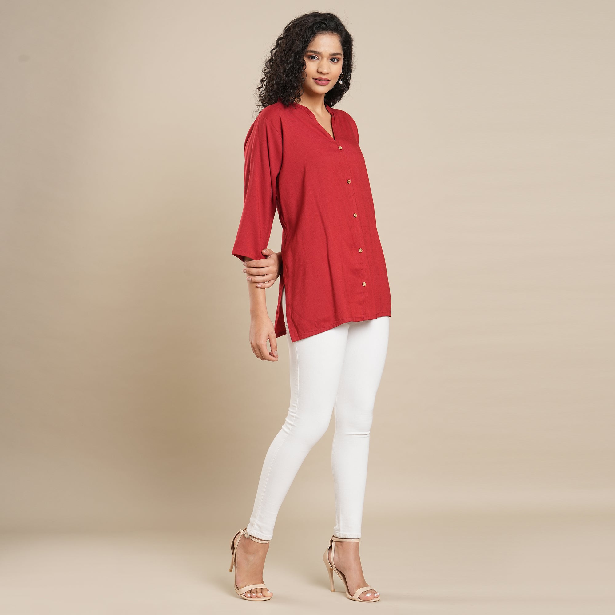 Red Solid Pure Cotton Top