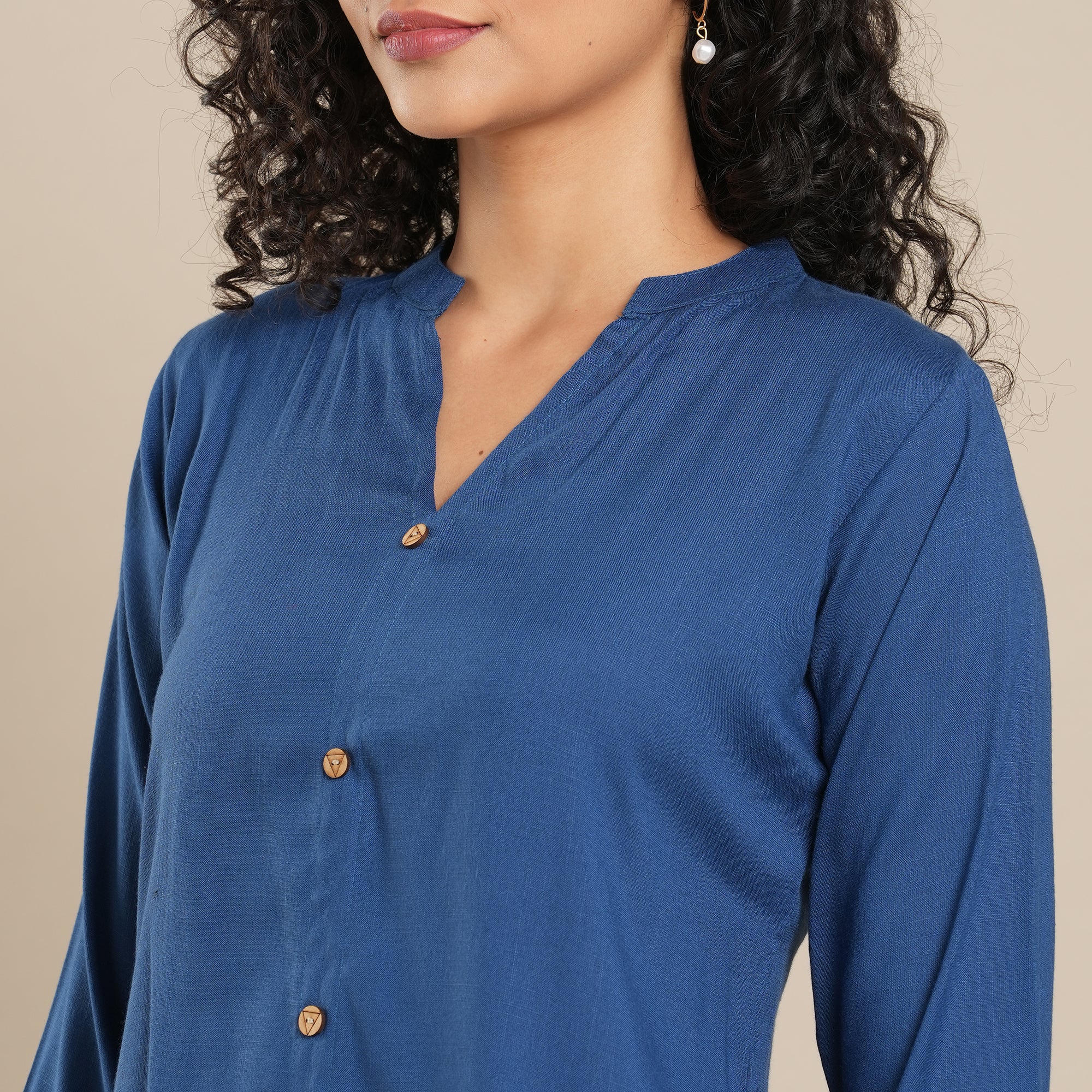 Blue Solid Pure Cotton Top