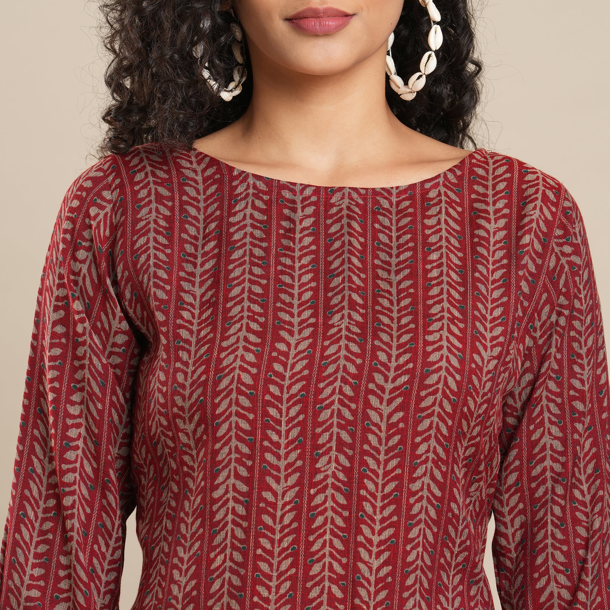 Maroon Printed Rayon Top