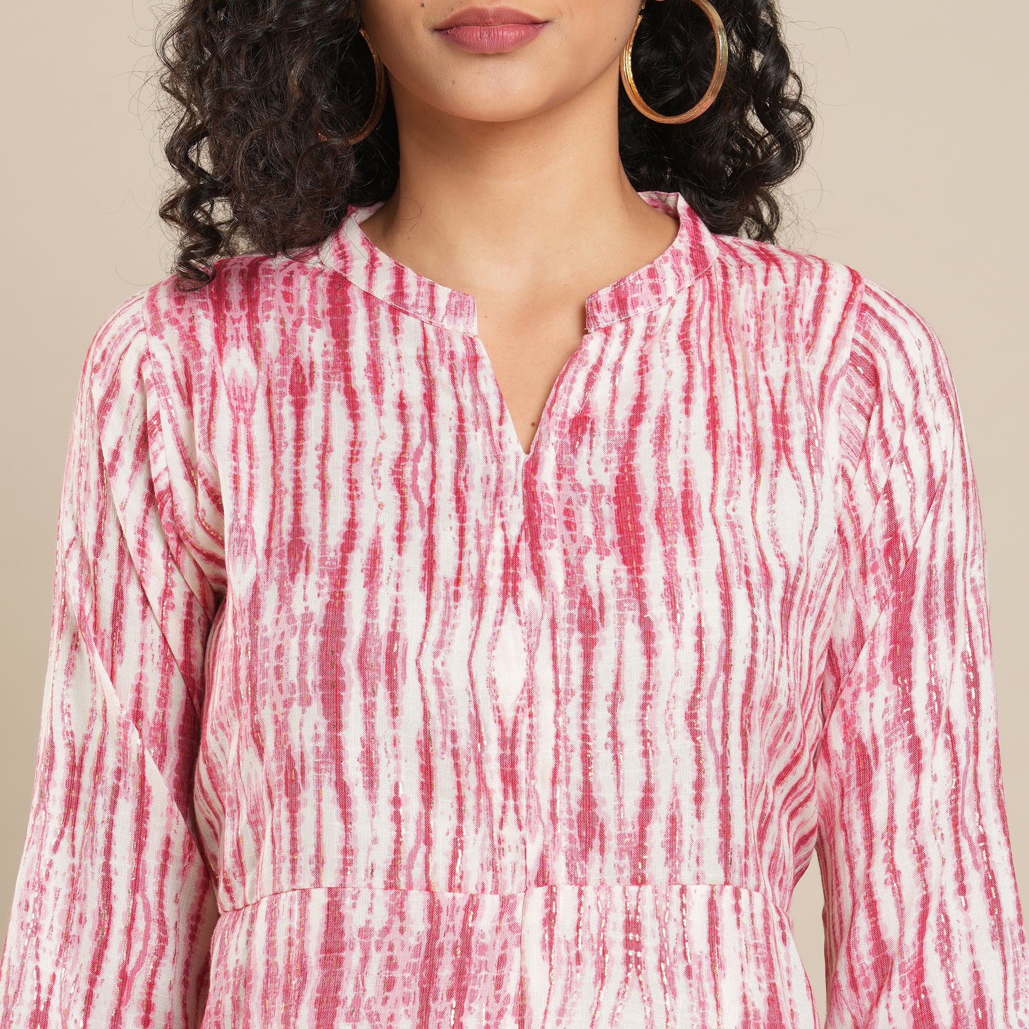 Pink Foil Printed Rayon Top