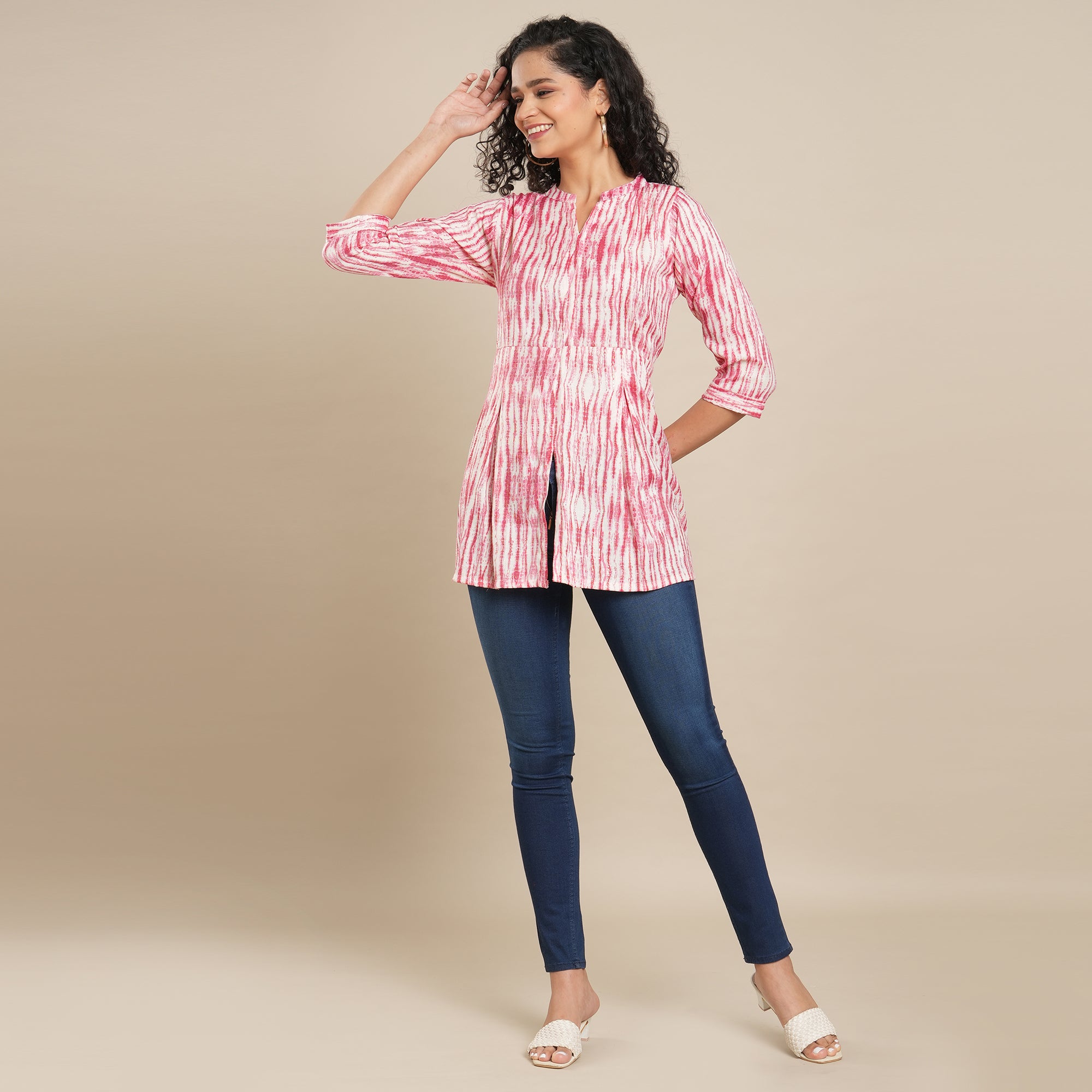 Pink Foil Printed Rayon Top
