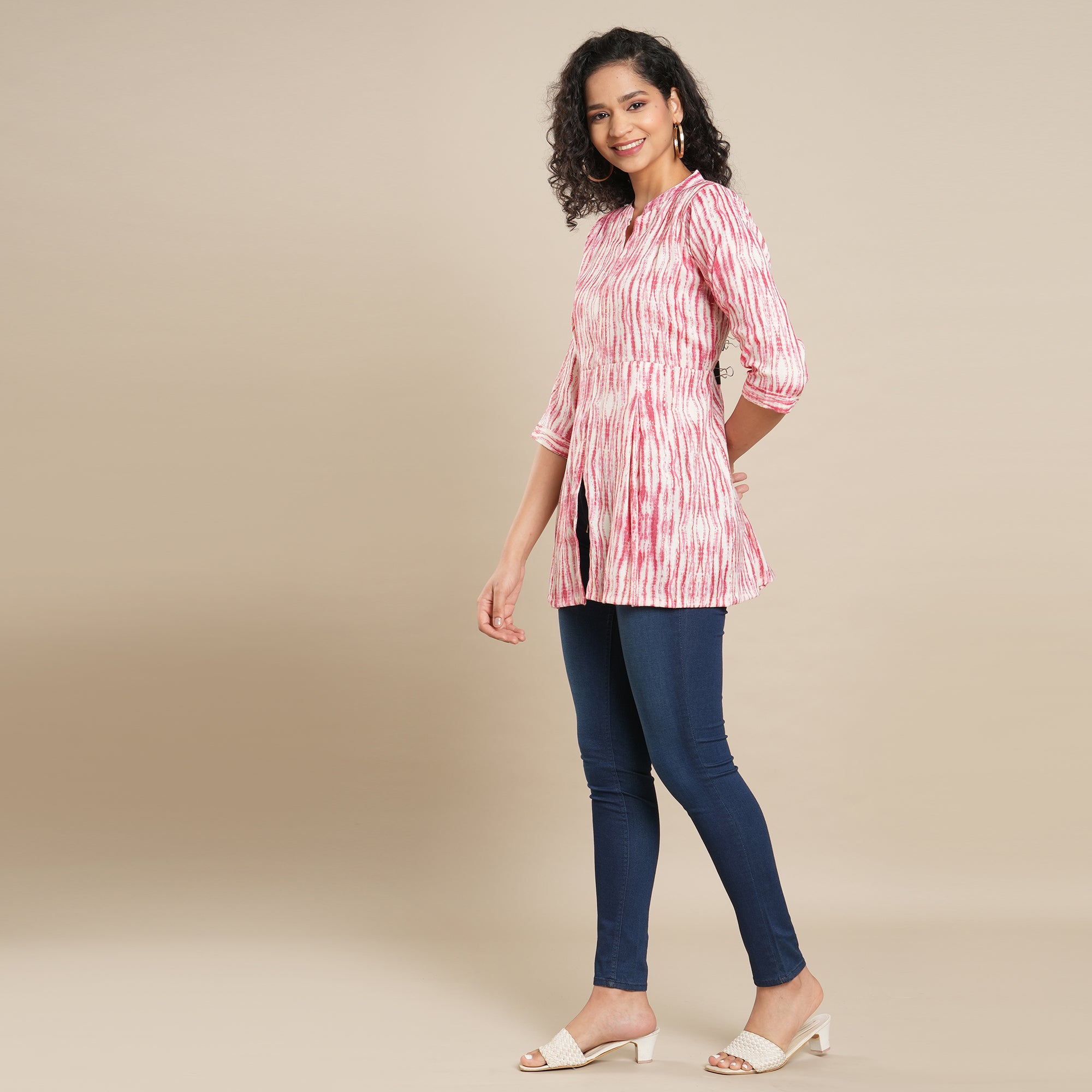 Pink Foil Printed Rayon Top