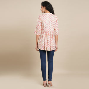 Pink Floral Foil Printed Rayon Top