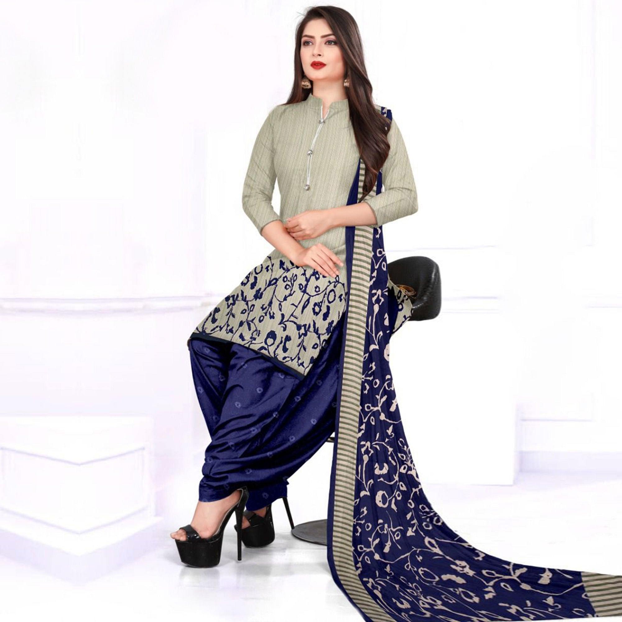 Multicolor Printed Leon & Crepe Patiala Dress Material Pack Of 3