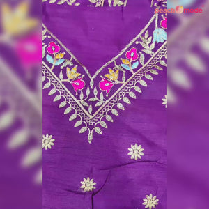 Purple Sequins Embroidered Art Silk Saree