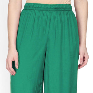 Admiring Turquoise Green Colored Casual Wear Rayon Palazzo - Peachmode