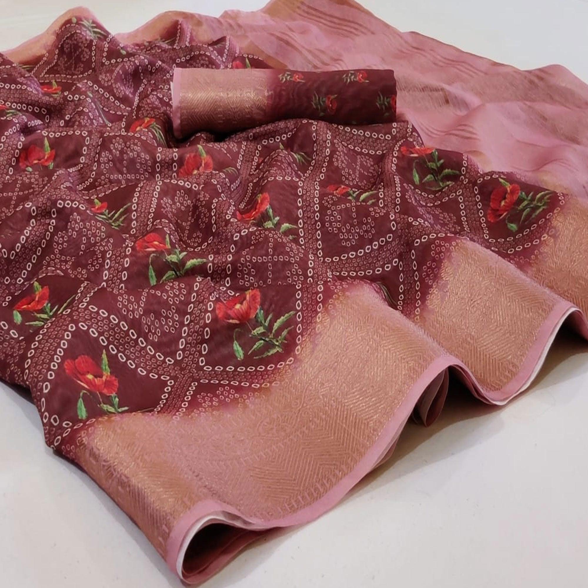 Adorable Brown Colored Festive Wear Woven Banarasi Silk Saree - Peachmode