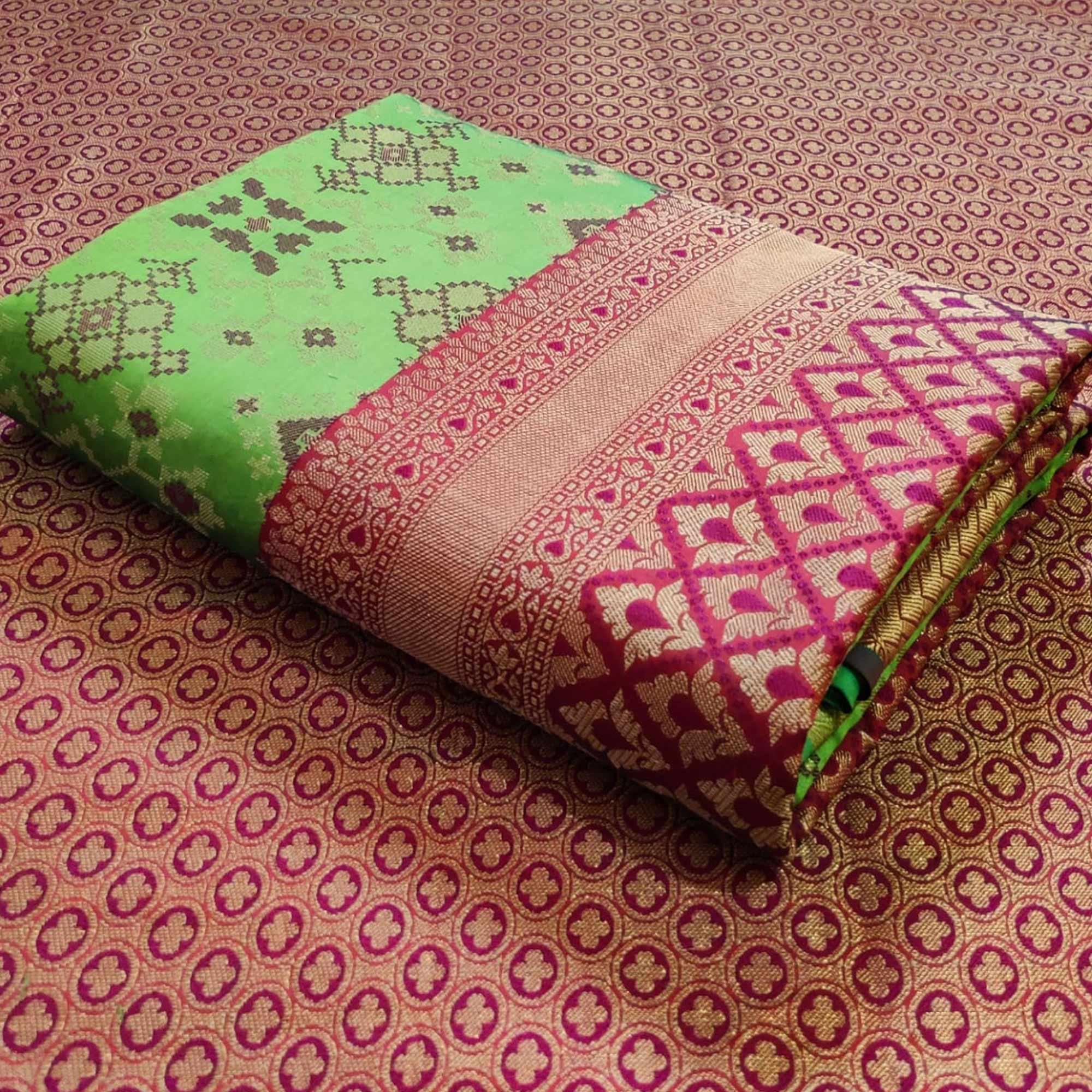 Adorable Green Colored Festive Wear Woven Patola Silk Saree - Peachmode
