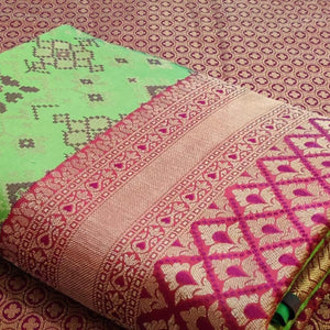 Adorable Green Colored Festive Wear Woven Patola Silk Saree - Peachmode