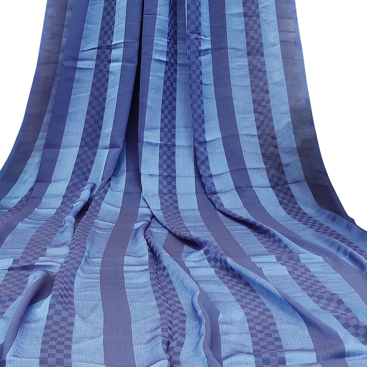 Adorable Light Blue Colored Partywear Printed Brasso Saree - Peachmode