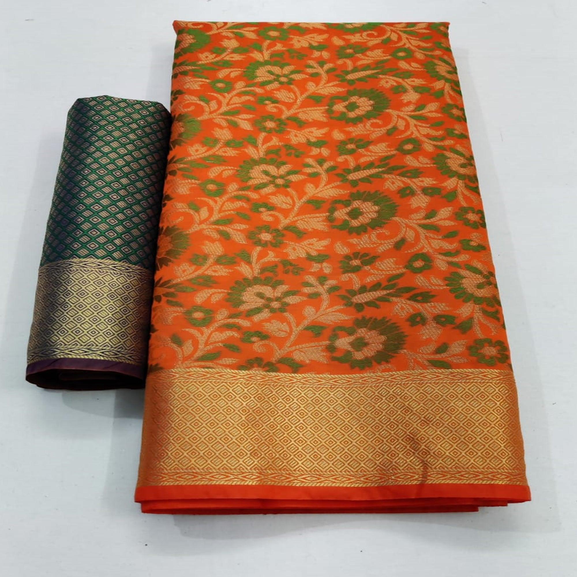 Adorable Orange Colored Festive Wear Woven Patola Silk Saree - Peachmode