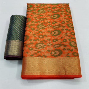 Adorable Orange Colored Festive Wear Woven Patola Silk Saree - Peachmode