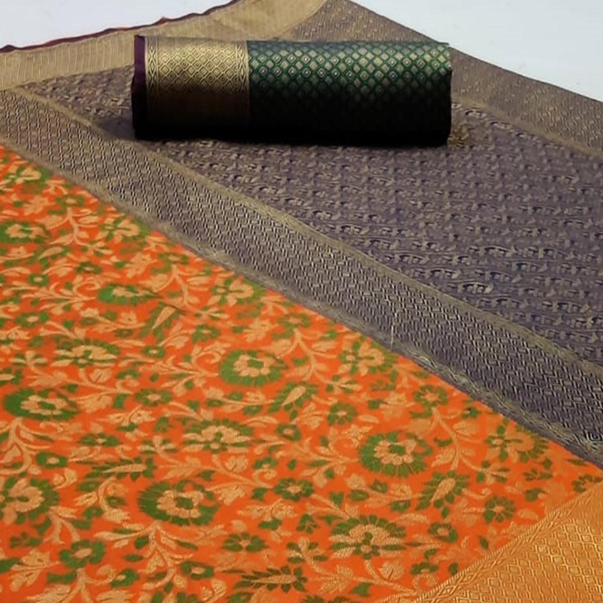 Adorable Orange Colored Festive Wear Woven Patola Silk Saree - Peachmode