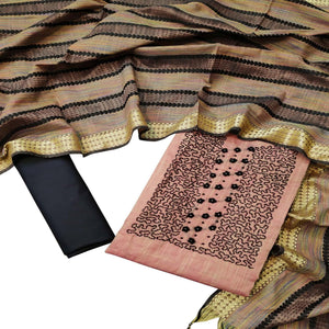 Adorable Pink Colored Casual Embroidered Chanderi Dress Material - Peachmode