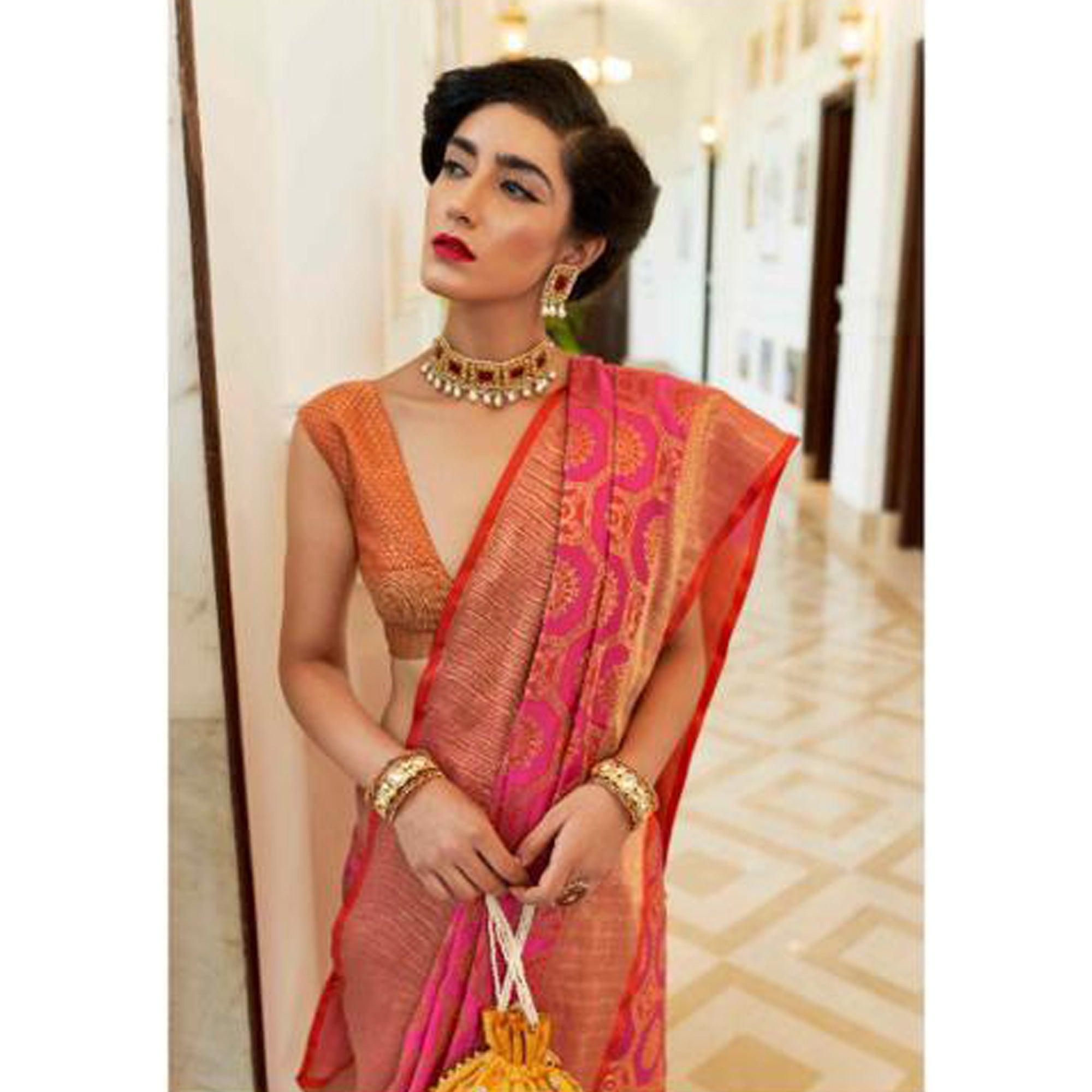 Adorable Pink Coloured Festive Wear Indian Patola Woven Silk Saree - Peachmode