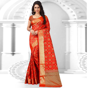 Adorable Red Colored Festive Wear Woven Banarasi Silk Saree - Peachmode