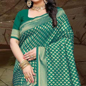 Adorning Green Colored Festive Wear Woven Art Silk Saree - Peachmode