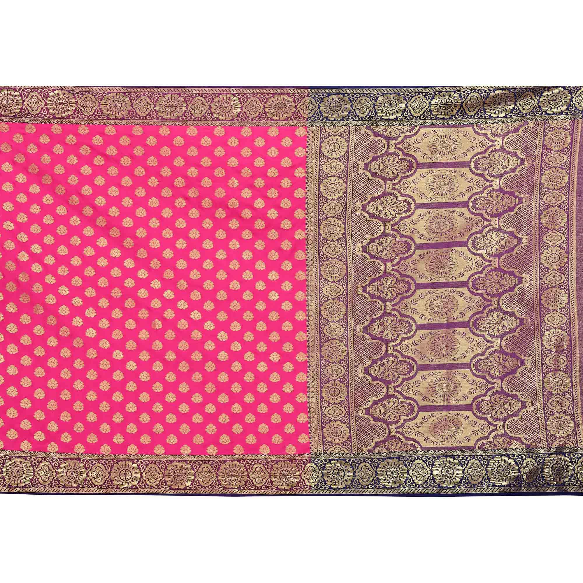 Adorning Pink Colored Festive Wear Woven Art Silk Saree - Peachmode