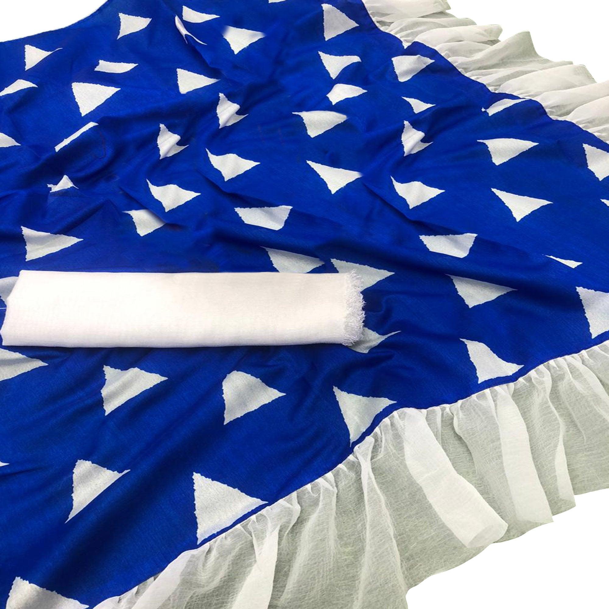 Alluring Blue Colored Casual Wear Printed Art Silk Saree - Peachmode