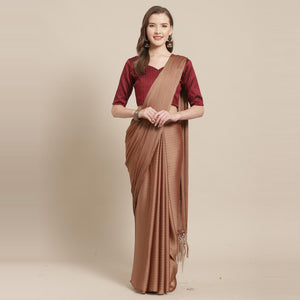 Alluring Brown Colored Casual Wear Printed Poly Georgette Saree - Peachmode