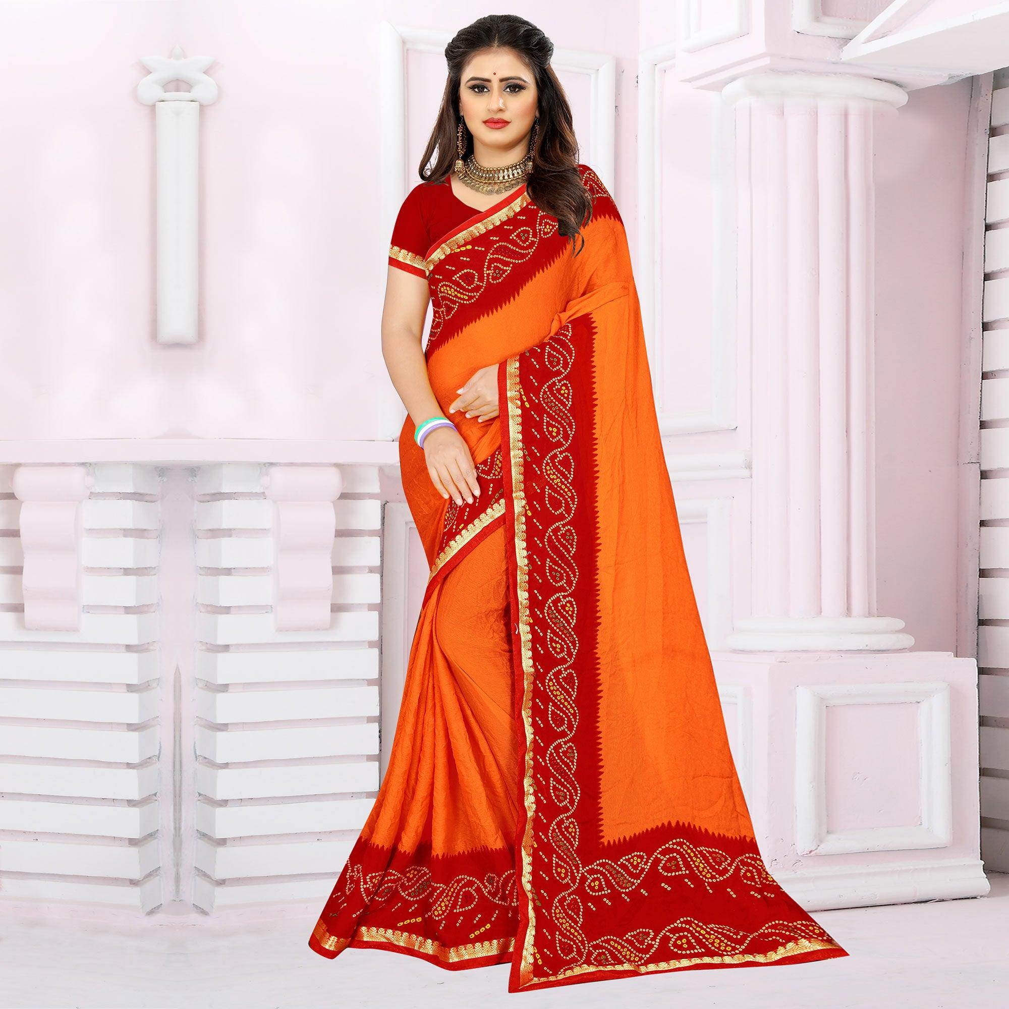 Alluring Mustard Yellow Colored Festive Wear Woven Moss Georgette Saree - Peachmode