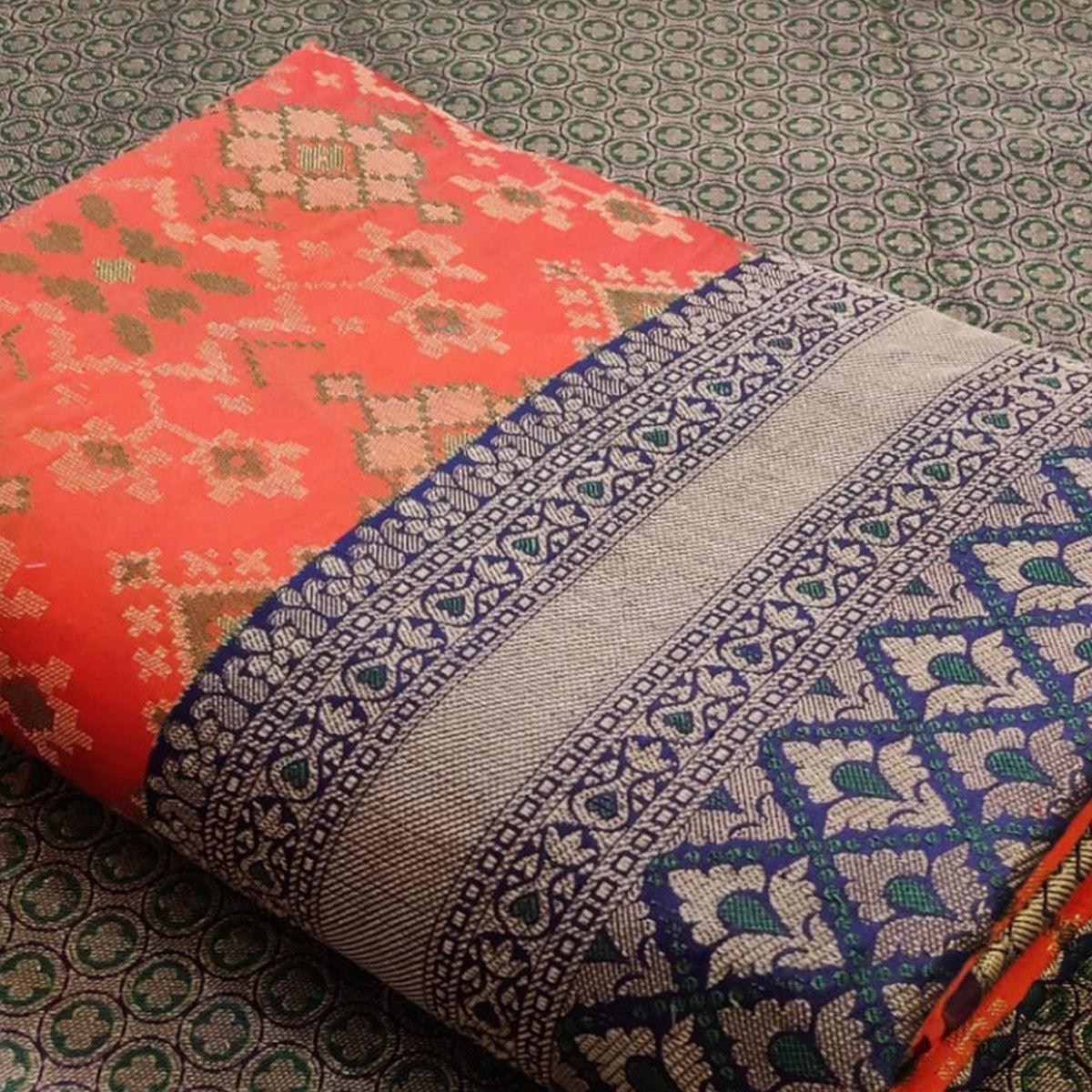 Alluring Peach Colored Festive Wear Woven Patola Silk Saree - Peachmode