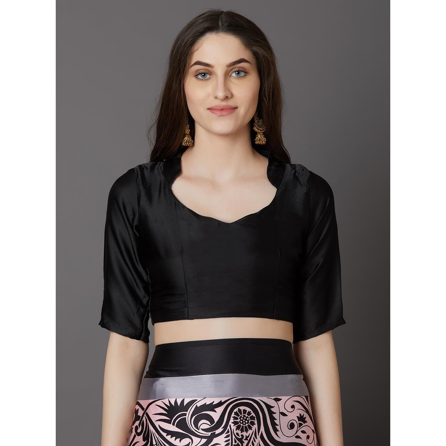 Alluring Pink Colored Festive Wear Printed Crepe Saree - Peachmode