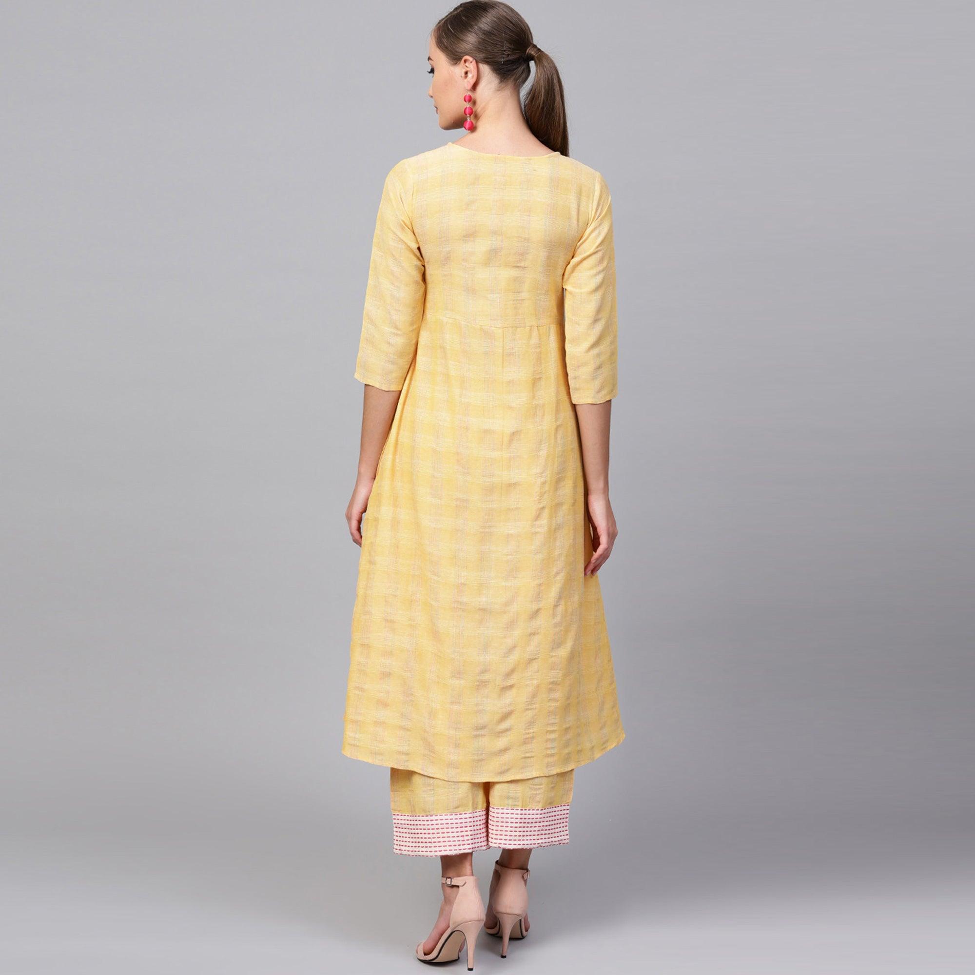 Alluring Yellow Colored Casual Printed Cotton Kurti - Peachmode