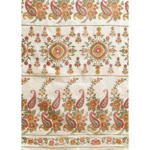 Amazing Cream Colored Casual Wear Floral Printed Linen Saree - Peachmode