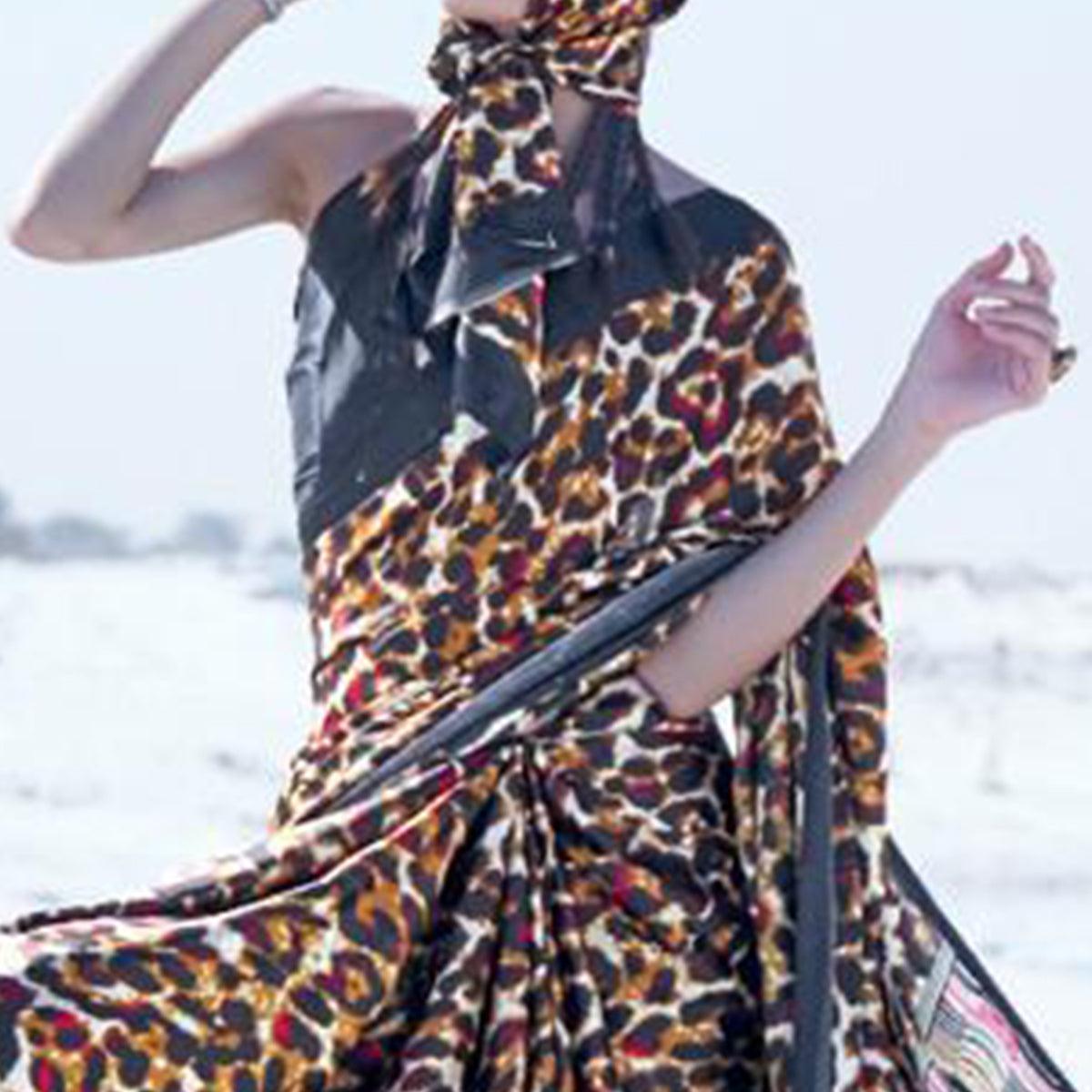 Amazing Cream - Multi Colored Casual Wear Printed Satin Crepe Saree - Peachmode