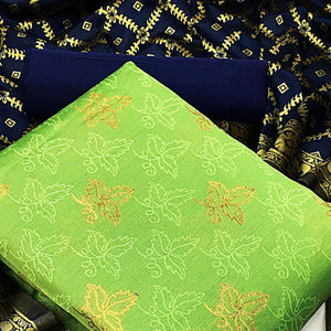 Amazing Light Green Colored Casual Woven Banarasi Silk Dress Material - Peachmode
