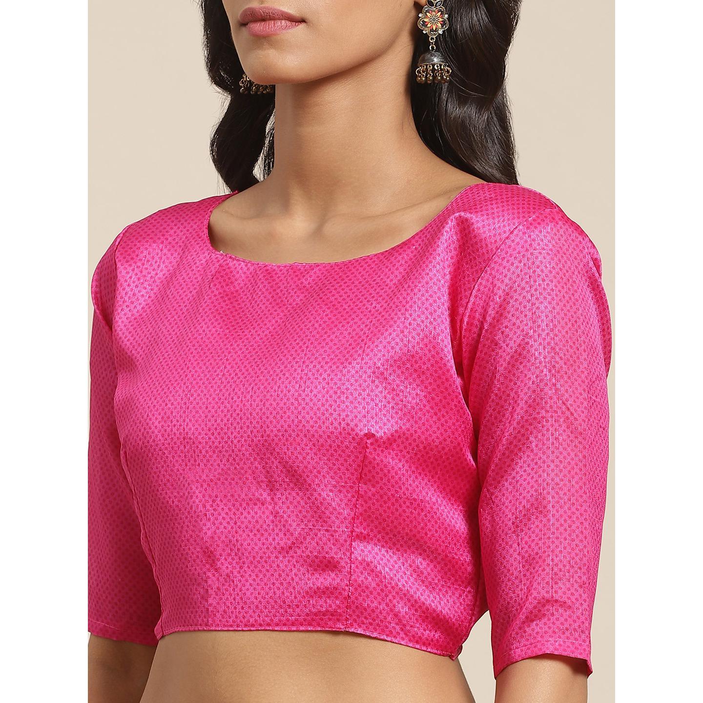 Amazing Pink Colored Casual Wear Printed Silk Blend Saree - Peachmode