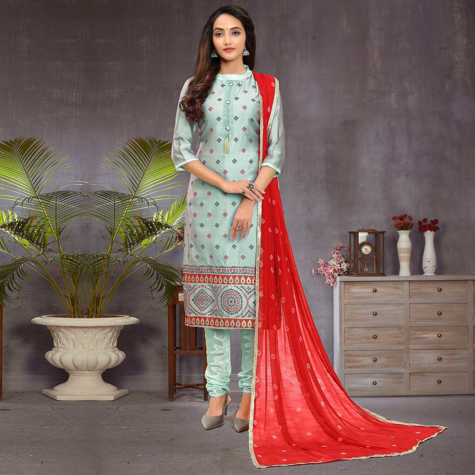 Appealing Grey Colored Festive Wear Woven Heavy Banarasi Silk Dress Material - Peachmode