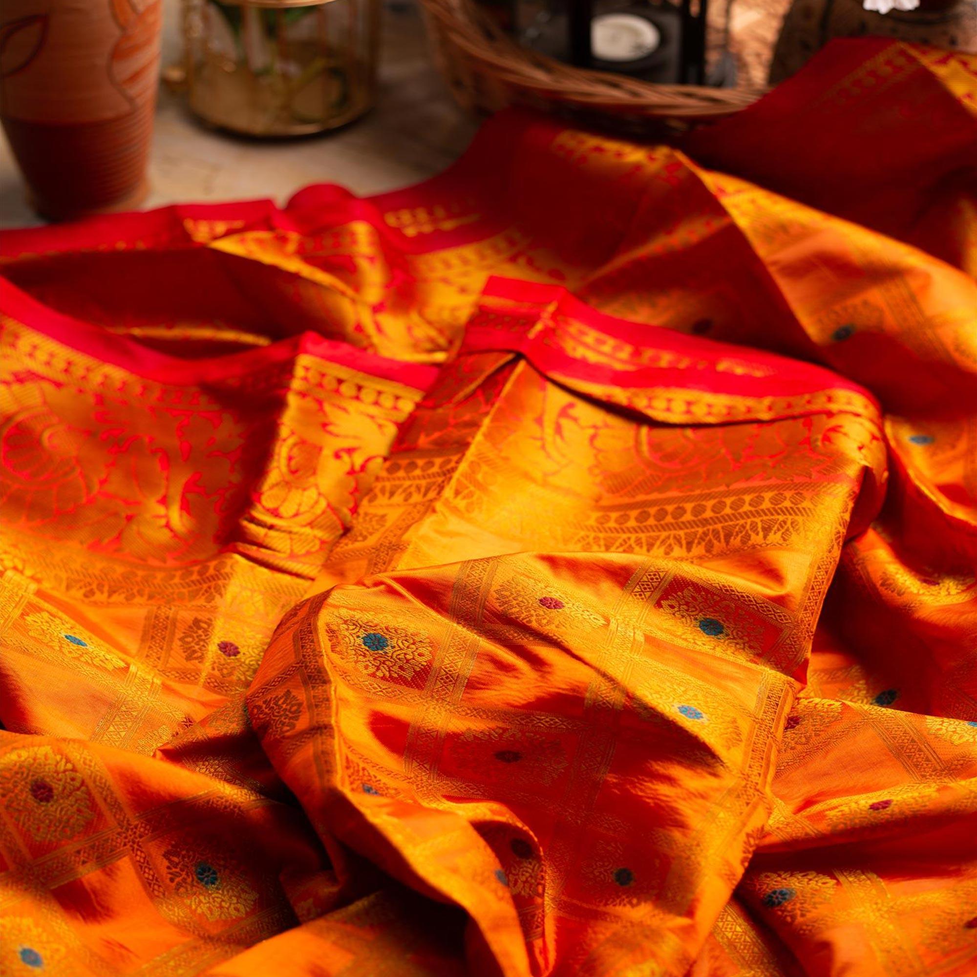 Appealing Pink Colored Festive Wear Woven Art Silk Saree - Peachmode
