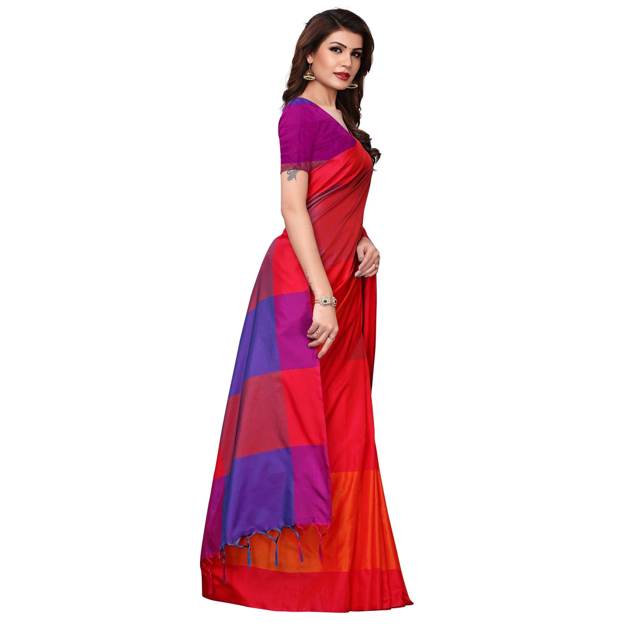 Appealing Red Festive Wear Woven Art Silk Saree - Peachmode