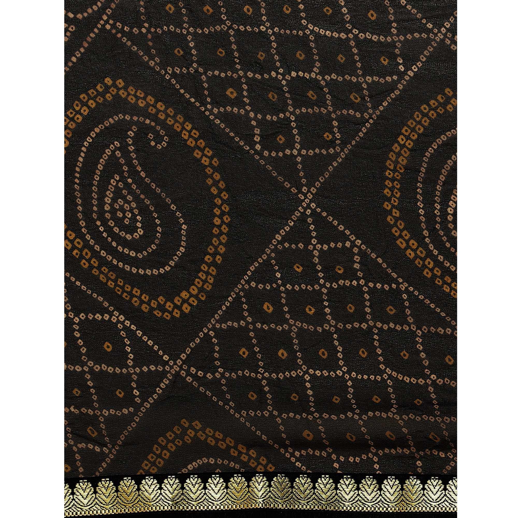 Arresting Black Coloured Partywear Printed Georgette Saree - Peachmode