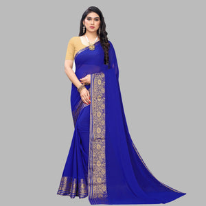 Arresting Blue Colored Festive Wear Woven Chiffon Saree - Peachmode