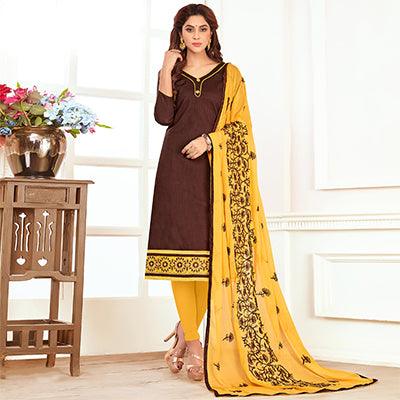 Arresting Brown Colored Casual Wear Cotton Suit - Peachmode