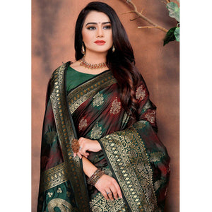 Arresting Green Colored Festive Wear Woven Silk Saree - Peachmode