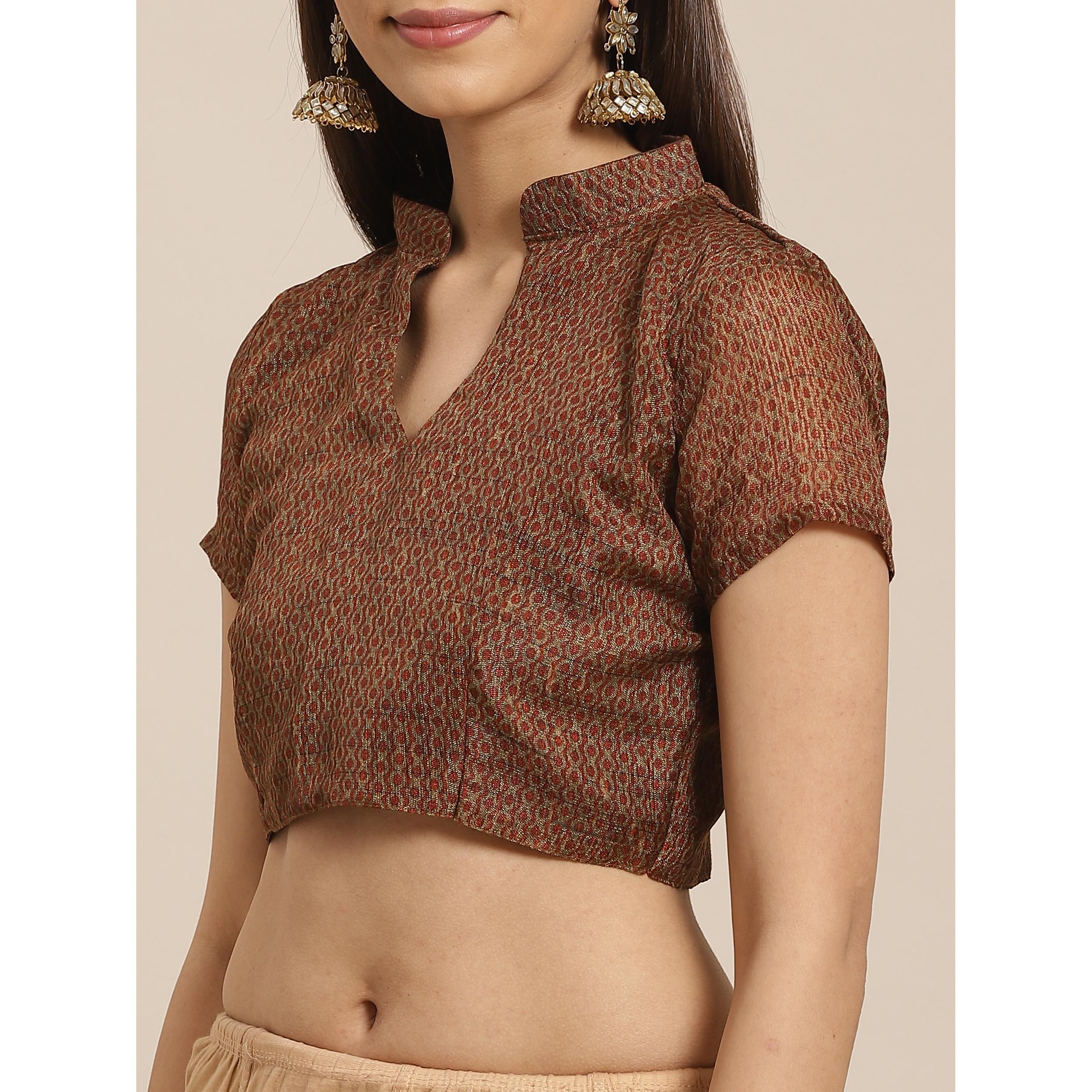 Arresting Grey - Brown Colored Casual Wear Printed Silk blend Saree - Peachmode