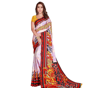 Arresting Pink Colored Casual Wear Printed Crepe Saree - Peachmode