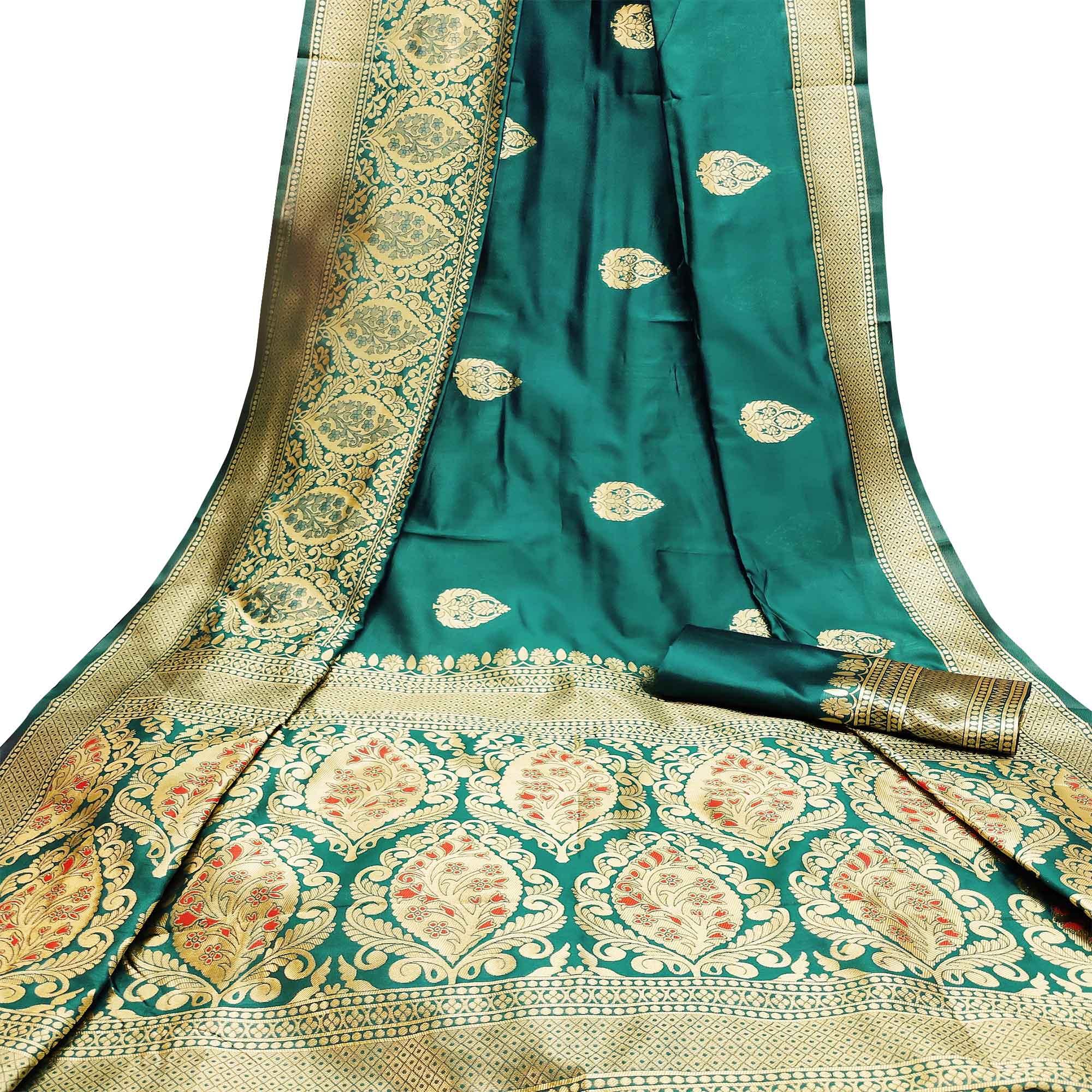 Arresting Rani Pink Colored Festive Wear Woven Litchi Jacquard Silk Saree - Peachmode